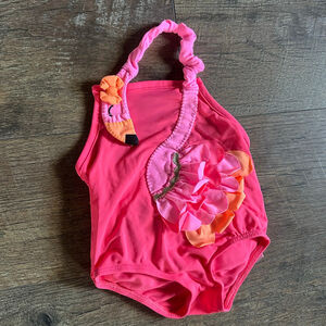 Baby Mud Pie Pink Flamingo One Piece Swimsuit 0-6 Months